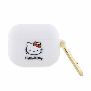 Hello Kitty Silicone 3D Kitty Head dėklas, skirtas AirPods Pro, baltas