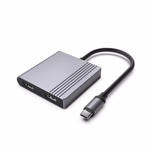 Gembird A-CM-COMBO3-04 USB Type-C 3-in-1 daugiafunkcis adapteris (2x USB prievadas + 2x HDMI + PD), tamsiai pilkas