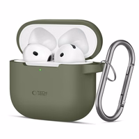 Tech-Protect silikoninis dėklas su kabliuku AirPods 4 - žalias