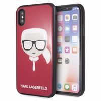 Karl Lagerfeld Ikoninis Blizgantis Karlo Galvos iPhone X / Xs Dėklas - raudona
