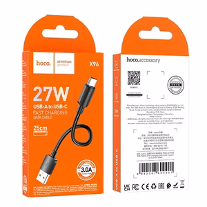 Kabelis USB A į USB C Hoco PD 2,4A 27W 0,25 m X96 juodas