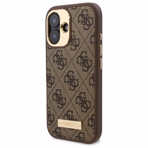Guess 4G Logo Plate Magnetinis dėklas iPhone 16 - rudas