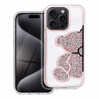 TEDDY BEAR dėklas telefonui IPHONE 15 rožinis