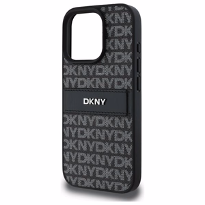 DKNY tekstūrinio rašto dryžuotas dėklas telefonui iPhone 16 Pro - juodas