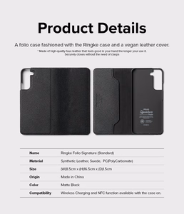 Ringke Folio Signature atverčiamas odinis dėklas Samsung Galaxy S22 + (S22 Plus) juodas (FSS118R262)