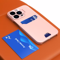 Odinis dėklas telefonui su stovu iPhone 14 Pro Max kortelių piniginė rožinė