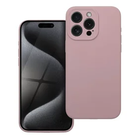 Silikoninis 2mm dėklas telefonui IPHONE 15 Pro Max smėlio rožinis