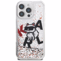 Karl Lagerfeld Liquid Glitter Choupette Logo deklas iPhone 16 Pro - skaidrus