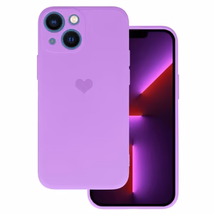 Silikoninis širdies dėklas telefonui Iphone 14 Plus, dizainas 1, violetinis