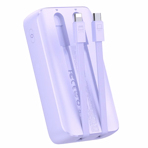 Mini išorinė baterija Joyroom JR-PBC07 20000mAh 30W su USB-C ir Lightning laidais (violetinė)