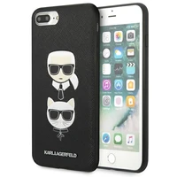Karl Lagerfeld Saffiano Karl&Choupette Galvos dėklas telefonui iPhone 7 Plus / iPhone 8 Plus - juodas