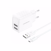 FONENG tinklo įkroviklis EU53 2.4A 12W 2xUSB + laidas Micro baltas