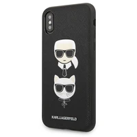 Karl Lagerfeld Saffiano Karl&Choupette Head dėklas telefonui iPhone X/XS - juodas