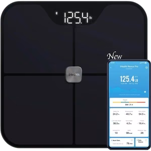 iHealth Nexus Pro HS2SPRO – smart body-composition scale up to 181 kg with BMI measurement, black