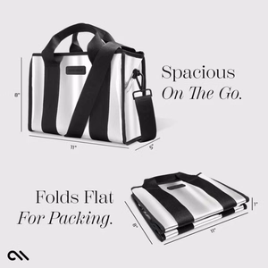 Case-Mate Mini Travel Tote Bag vandeniui atsparus kelioninis krepšys per petį, Silver Chrome