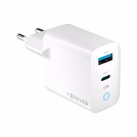 "Forever TC-06-45AC GaN PD QC įkroviklis 1x USB-C 1x USB 45W baltas
