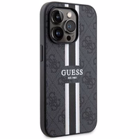 GUESS dėklas IPHONE 14 Pro Max suderinamas su MagSafe GUHMP14XP4RPSK (4G atspausdintos juostos) juodas