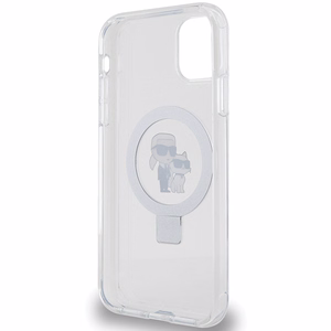 Karl Lagerfeld KLHMN61HMRSKCH iPhone 11 / Xr 6.1" baltas/baltas kietas dėklas su žiediniu stovu Karl&Choupette Magnetinis