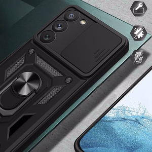 Dėklas telefonui Samsung Galaxy S23+ su kameros dangteliu - raudonas
