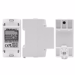 Qoltec 50899 – vienfazis elektroninis elektros energijos skaitiklis, 230 V, LCD, 2P, DIN bėgelis