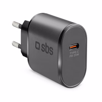 SBS TETR1CPD25 25W USB-C sieninis įkroviklis su Power Delivery - juodas