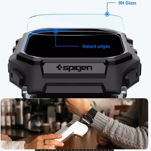 Spigen Lite Fit Pro dirželis ir grūdinto stiklo ekrano apsauga Apple Watch Ultra 49 mm, juodi