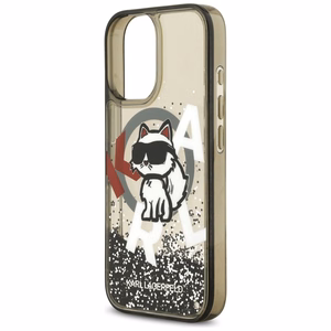Karl Lagerfeld Skystas blizgantis Choupette logotipas Magnetinis dėklas iPhone 17 - juodas