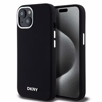 DKNY DKHMP15SSMCHLK iPhone 15 / 14 / 136.1" juodas dėklas Liquid Silicone Small Metal Logo MagSafe