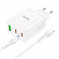 Įkroviklis Hoco N33 + "USB-C (Type-C) to Lightning Cable" (2xUSB-C;1xUSB 35W) baltas