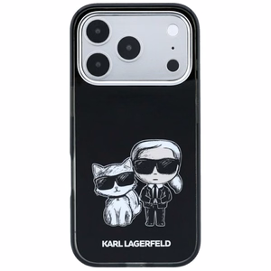 Karl Lagerfeld Smooth Karl & Choupette Bodies Sketch dėklas, skirtas iPhone 18 Pro Max / 17 Pro Max, suderinamas su MagSafe – juodas