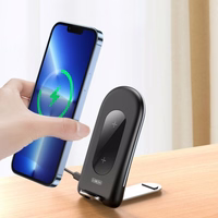 Bevielis įkroviklis Duzzona "W2" juodas 15W su stoveliu