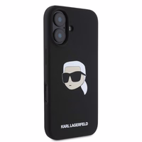 Karl Lagerfeld silikoninis dėklas telefonui Karl Head Print Magnetinis iPhone 16 - juodas