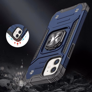 Wozinsky Ring Armor iPhone 14 Plus dėklas telefonui su magnetiniu laikikliu ir žiedu, mėlynos spalvos