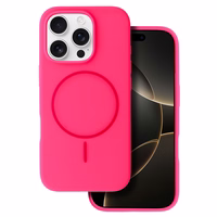 Magnetinis plonas silikoninis dėklas telefonui Iphone 16 Pro rožinis