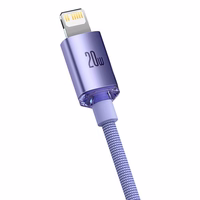 USB Kabelis Baseus "Crystal Shine" violetinis "Type-C / Lightning" 200cm (iki 20W)