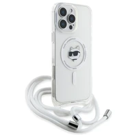 Karl Lagerfeld IML Choupette galva ir virvelė MagSafe iPhone 16 Pro dėklas - skaidrus
