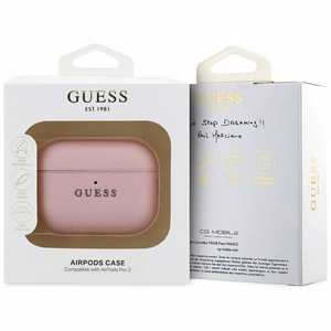 Guess Grained Classic Logo Dėklas for AirPods Pro 3 - rožinis