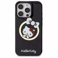 Hello Kitty IML Linksmas kaspinas magnetinis iPhone 16 Pro dėklas - juodas