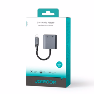 2‑in‑1 garso adapteris Joyroom SY-L01 Lightning į 3.5mm + Lightning (juodas)