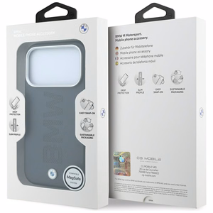 BMW Sign Centered Deboss MagSafe dėklas, skirtas iPhone 17 Pro / 18 Pro – pilkas