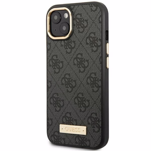 Guess GUHMP14MU4GPRK iPhone 14 Plus 6.7 "juodas / juodas kietas dėklas 4G logotipo plokštelė Magnetinis
