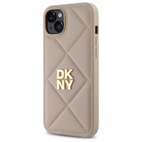DKNY Quilted Stack Logo dėklas telefonui iPhone 15 Plus - smėlio spalvos