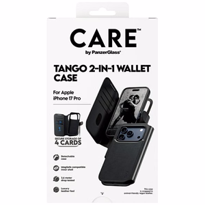 CARE by PanzerGlass Funkcinis Tango 2in1 Piniginės dėklas Magnetinis iPhone 17 Pro - Juodas