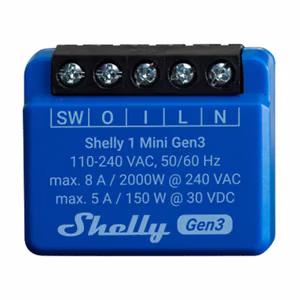 Shelly 1 Mini Gen3 valdiklis, WiFi/Bluetooth