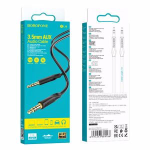 Borofone Kabelis AUX BL16 - lizdas 3,5 mm į lizdą 3,5 mm - 1 metras juodas