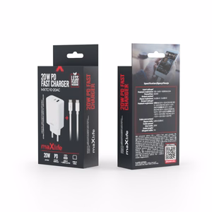 "Maxlife MXTC-10-20AC PD QC įkroviklis 1x USB-C 1x USB 20W baltas + USB-C - USB-C kabelis 20W