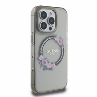 Guess GUHMP16XHFWFCK iPhone 16 Pro Max 6.9" juodas/juodas kietas dėklas IML Flowers Wreath Magnetinis