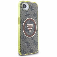 Guess IML Metal Glitter 4G Circle Triangle Magnetinis dėklas telefonui iPhone 16e - rudas