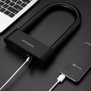 Rockbros 32210818001 SMART dviračio spyna su pirštų atspaudų skaitytuvu ir Bluetooth ryšiu - juoda