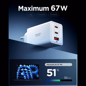 "Spigen Essential EE673EU" 3 prievadų 67 W sieninis įkroviklis - baltas